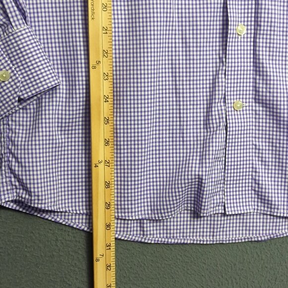Eton Shirt Men's 16.5 42 Purple Check Contemporary Cotton Long Sleeve Button Up - Picture 7 of 11